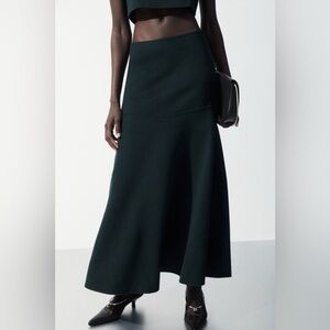 COS Atelier Will Skirt - Dark Teal Wool Midi Skirt NWT